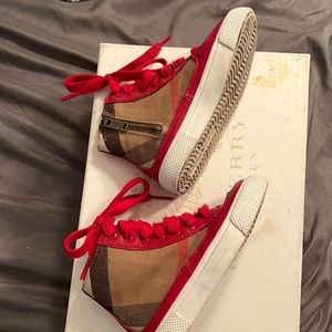 Burberry kids sneakers red hi top size 24